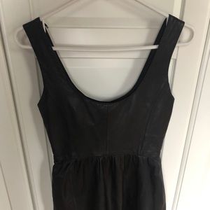 Black Genuine Leather Scoop Neck Zara Dress